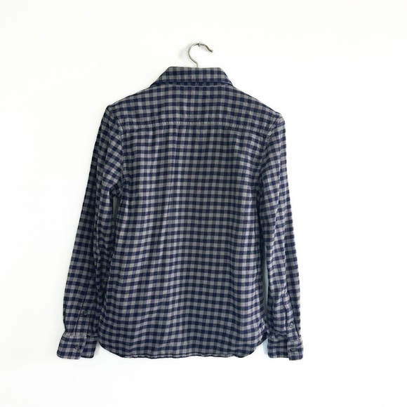 Peregrine Mens Medium Made in England Navy Gray Brushed Cotton Flannel Shirt - Picture 7 of 7